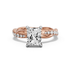 Image for Radiant Four Prong Ring with Rope Pave band
