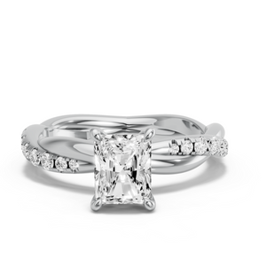 Image for Radiant Four Prong Ring with Rope Pave band