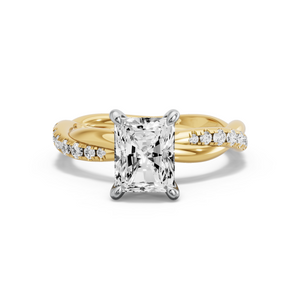 Image for Radiant Four Prong Ring with Rope Pave band