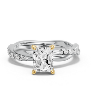 Image for Radiant Four Prong Ring with Rope Pave band