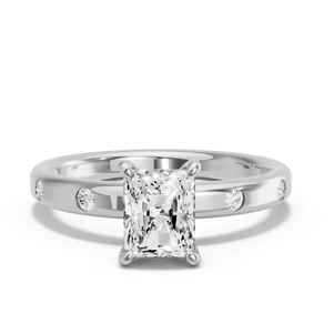 Image for Radiant Four Prong Ring with Sleek Accent band