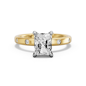 Image for Radiant Four Prong Ring with Sleek Accent band