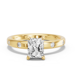 Image for Radiant Four Prong Ring with Sleek Accent band
