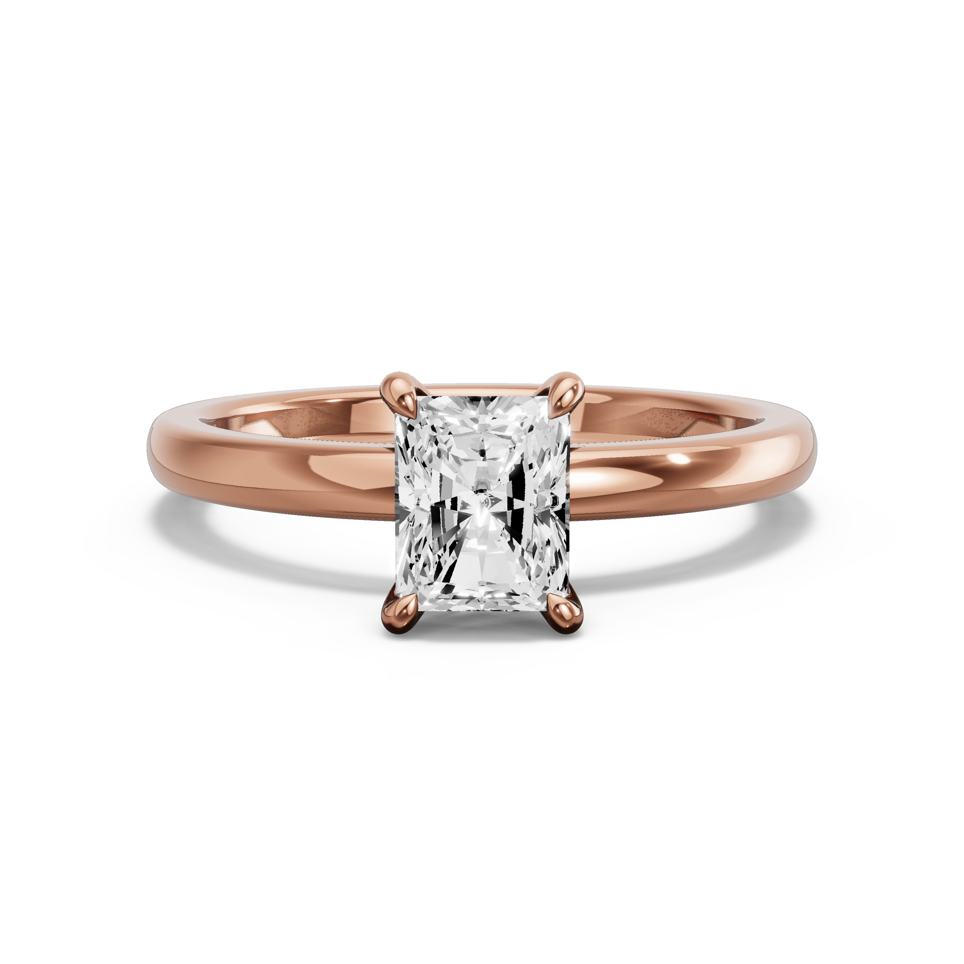 Image for Radiant Four Prong Ring with Solitaire band in 14K Rose Gold