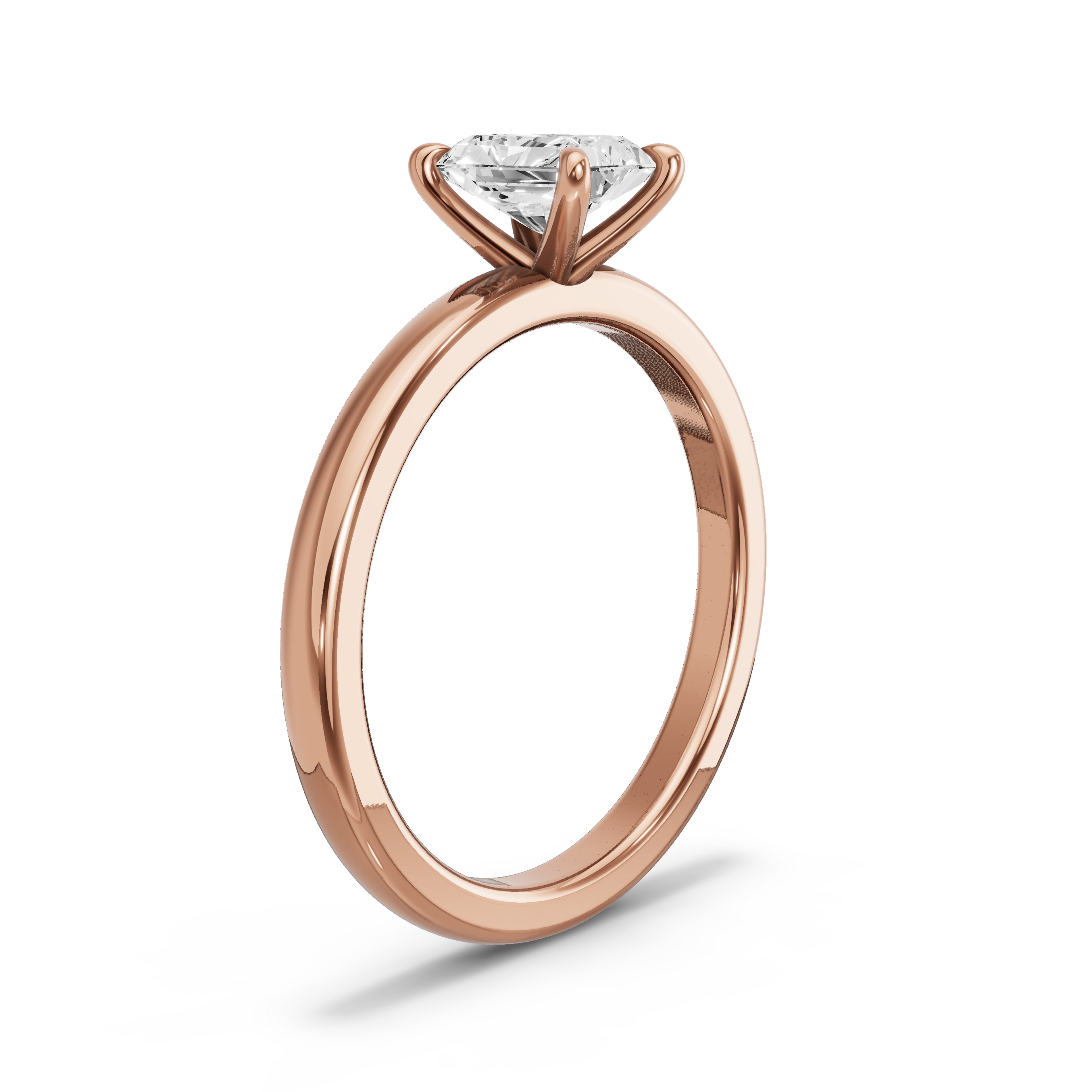 Image for Radiant Four Prong Ring with Solitaire band in 18K Rose Gold