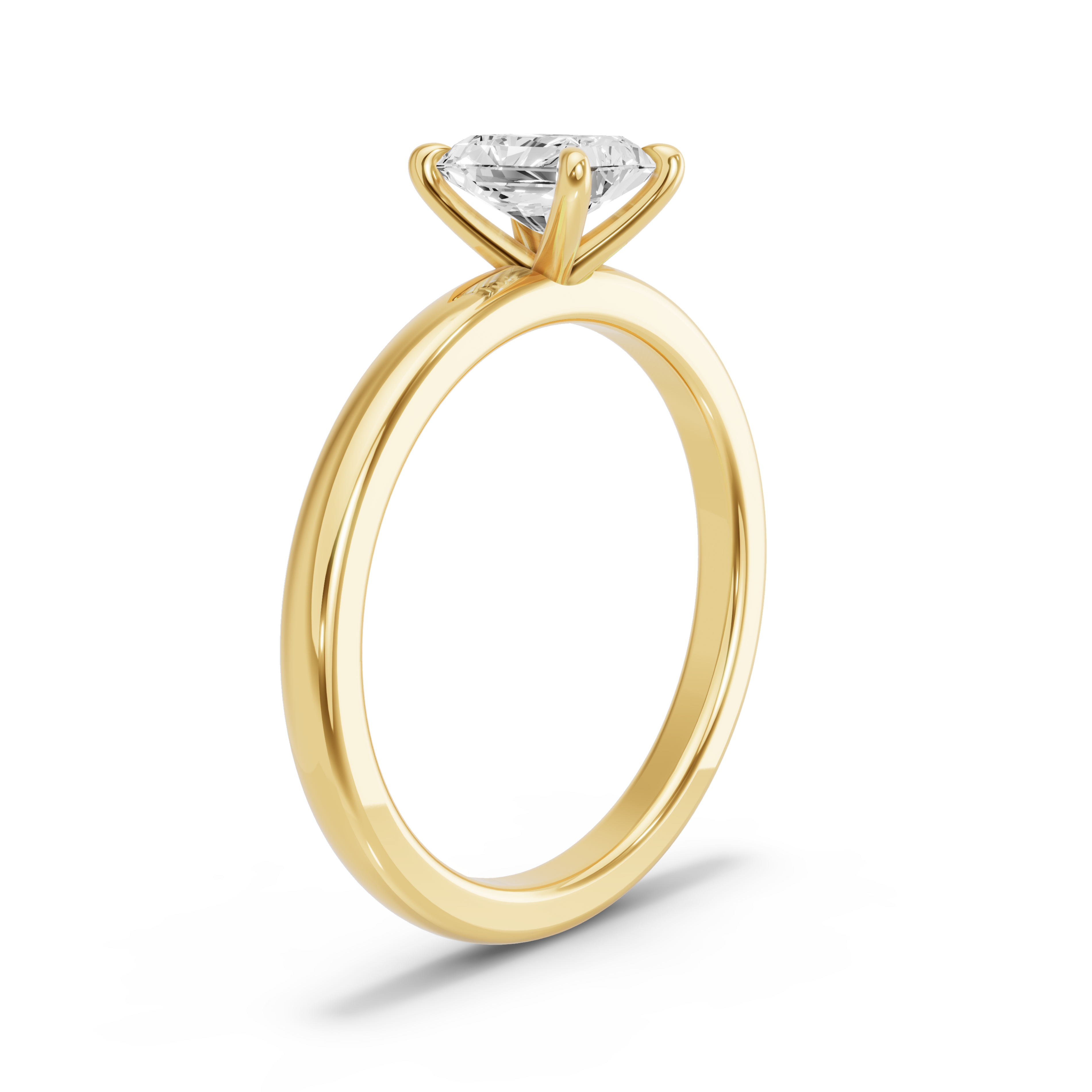 Image for Radiant Four Prong Ring with Solitaire band in 14K Yellow Gold