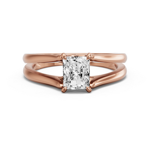Image for Radiant Four Prong Ring with Split Ring Solitaire band in 14K Rose Gold