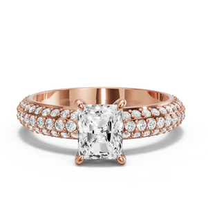 Image for Radiant Four Prong Ring with Triple Row Pave band