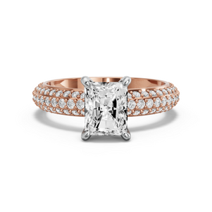 Image for Radiant Four Prong Ring with Triple Row Pave band