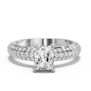 Image for Radiant Four Prong Ring with Triple Row Pave band