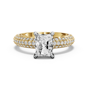Image for Radiant Four Prong Ring with Triple Row Pave band