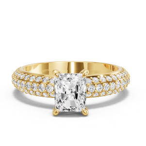 Image for Radiant Four Prong Ring with Triple Row Pave band