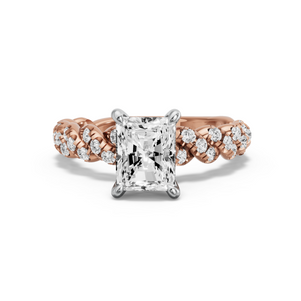 Image for Radiant Four Prong Ring with Twist Pave band