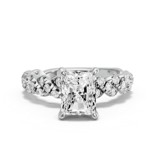 Image for Radiant Four Prong Ring with Twist Pave band