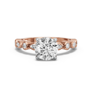 Image for Round Four Prong Ring with Alternating Marquise band