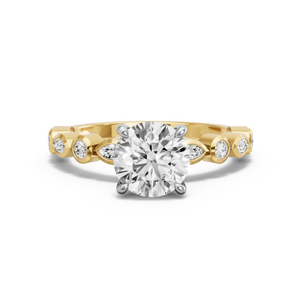 Image for Round Four Prong Ring with Alternating Marquise band