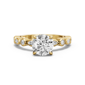 Image for Round Four Prong Ring with Alternating Marquise band