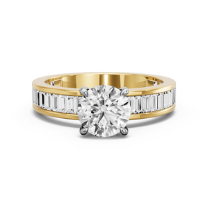 Image for Round Four Prong Ring with Baguette Channel band