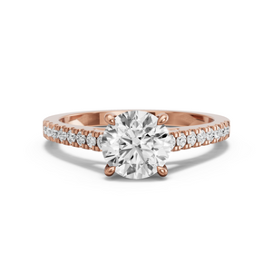 Image for Round Four Prong Ring with Cathedral Pave band