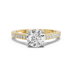 Image for Round Four Prong Ring with Cathedral Pave band