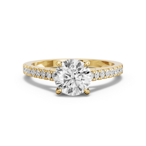 Image for Round Four Prong Ring with Cathedral Pave band