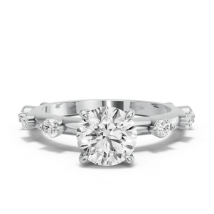 Image for Round Four Prong Ring with Floating Station band