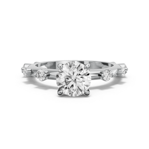 Image for Round Four Prong Ring with Floating Station band
