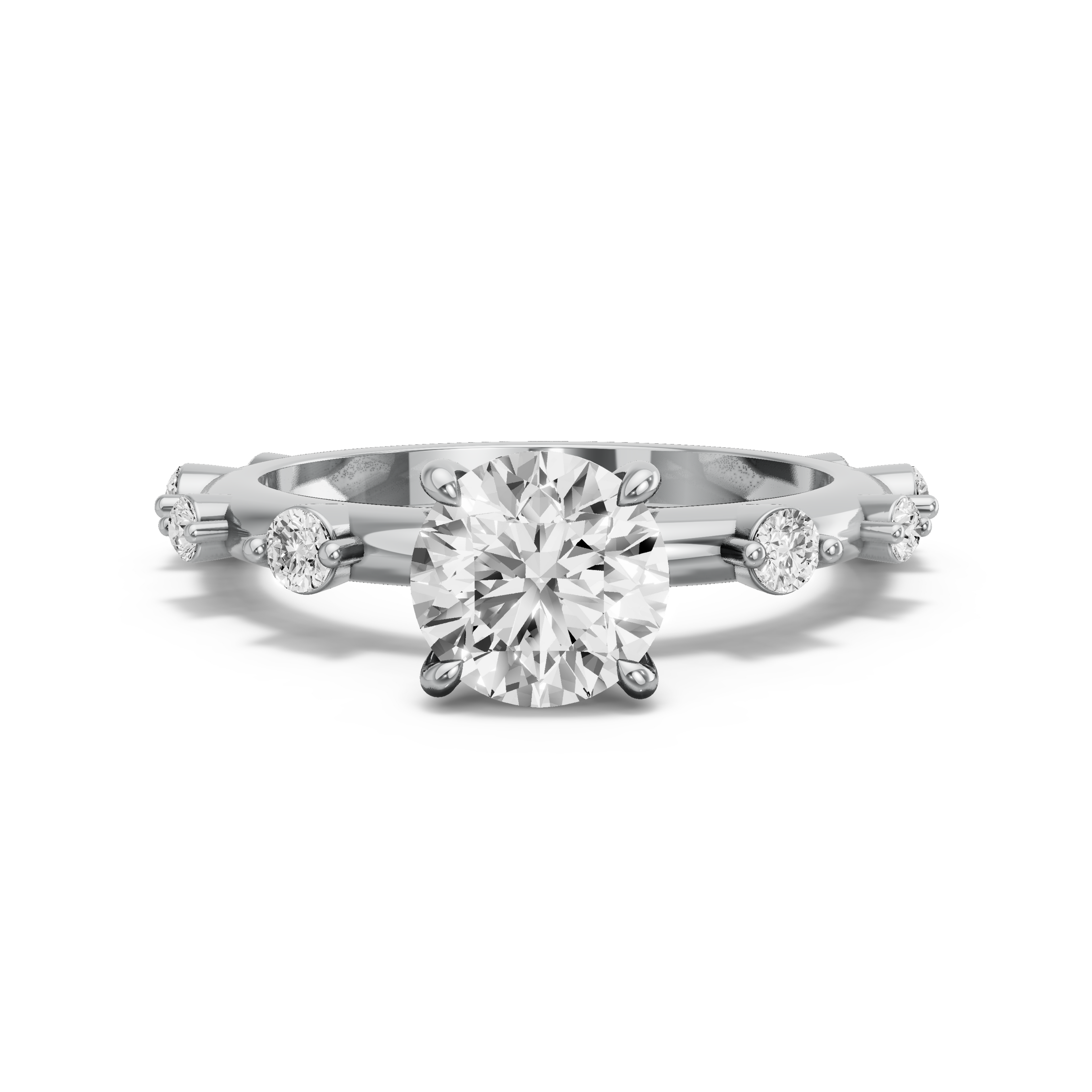 Image for Round Four Prong Ring with Floating Station band in 950 Platinum