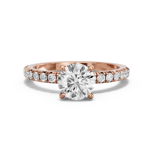 Image for Round Four Prong Ring with French Pave band
