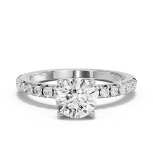Image for Round Four Prong Ring with French Pave band