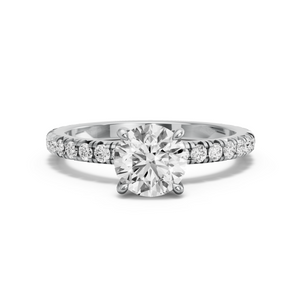 Image for Round Four Prong Ring with French Pave band