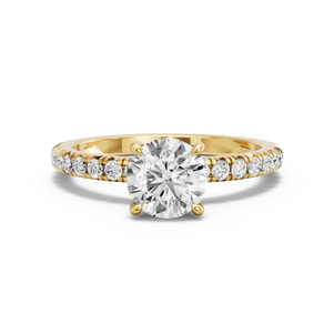Image for Round Four Prong Ring with French Pave band