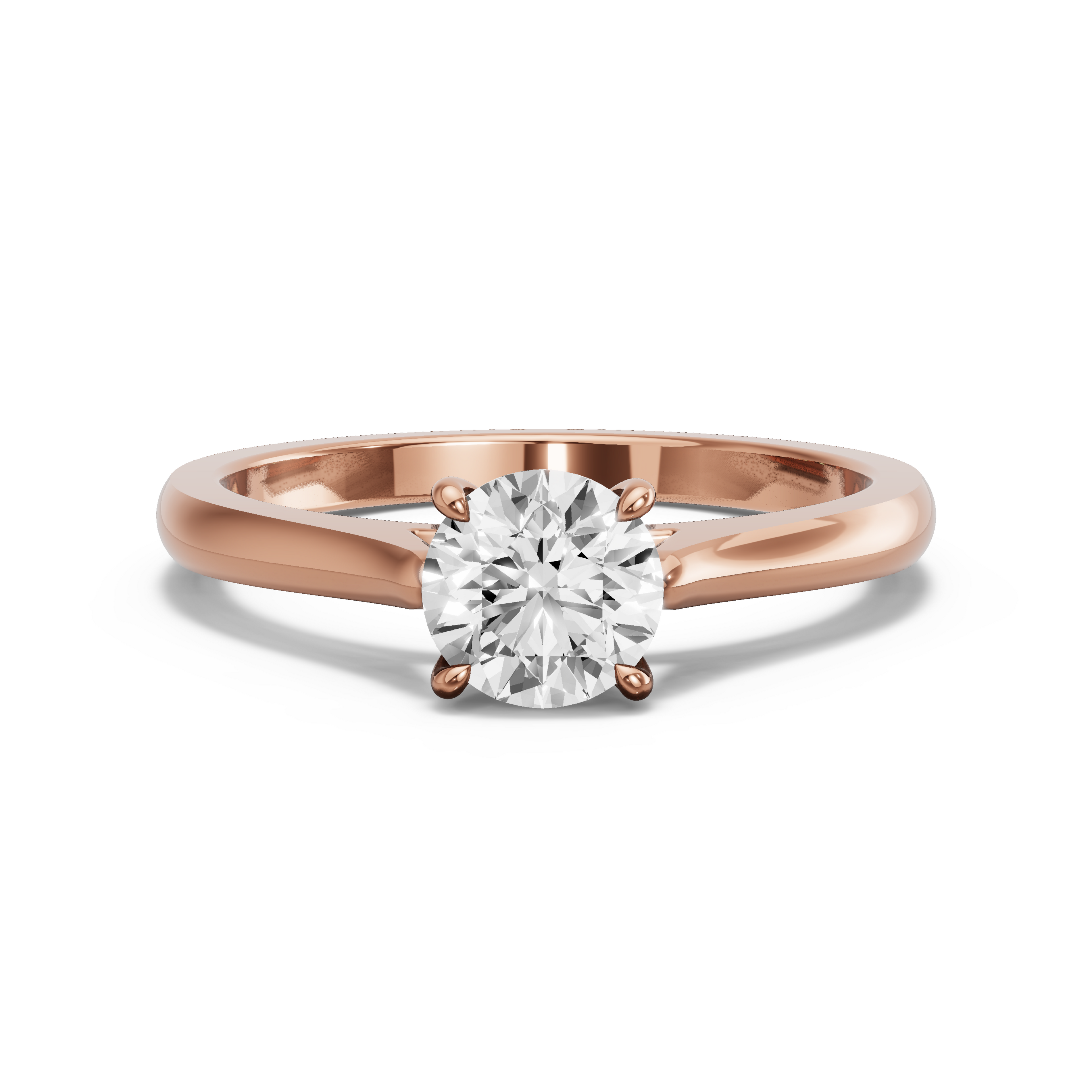 Image for Round Four Prong Ring with Knife Edge Cathedral band