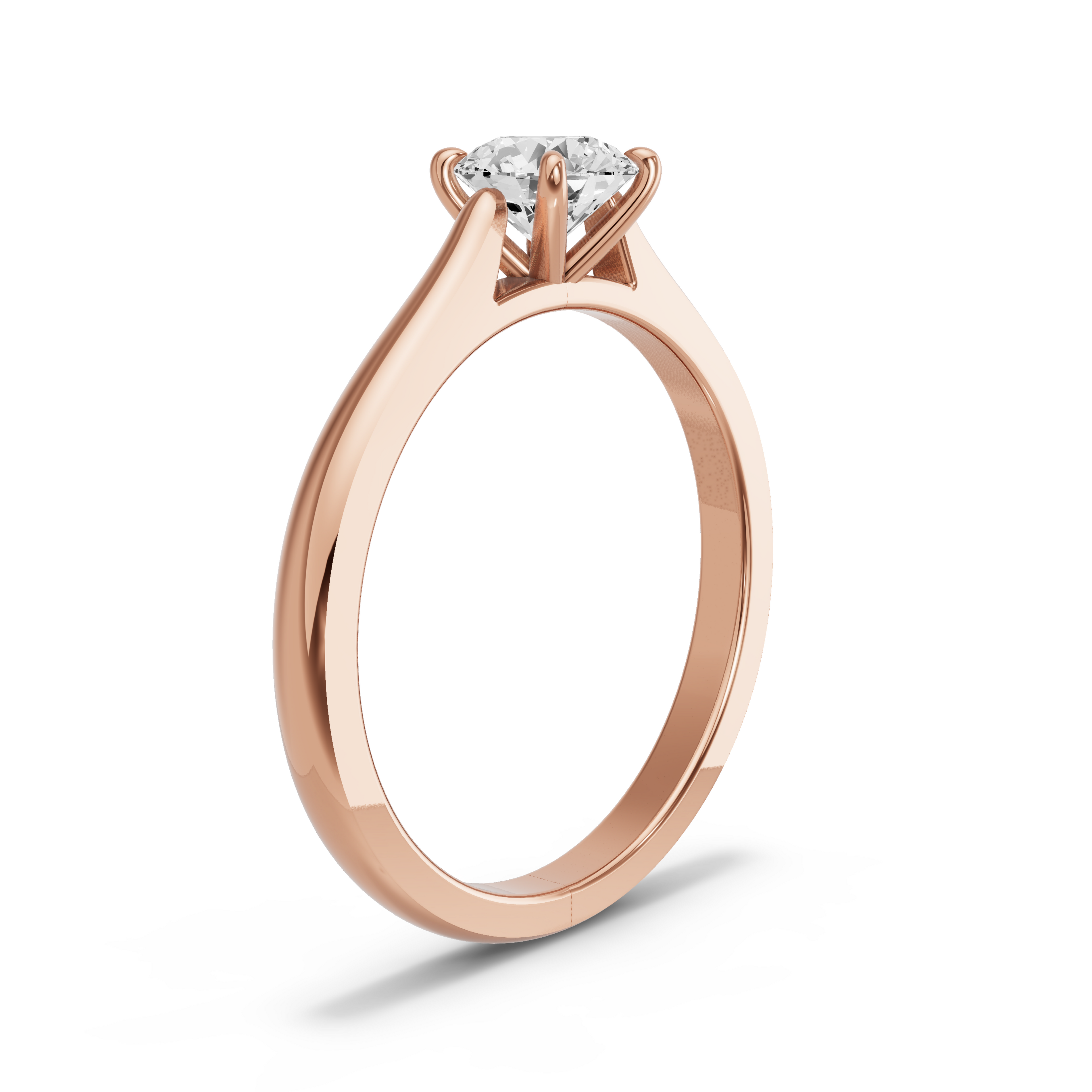 Image for Round Four Prong Ring with Knife Edge Cathedral band