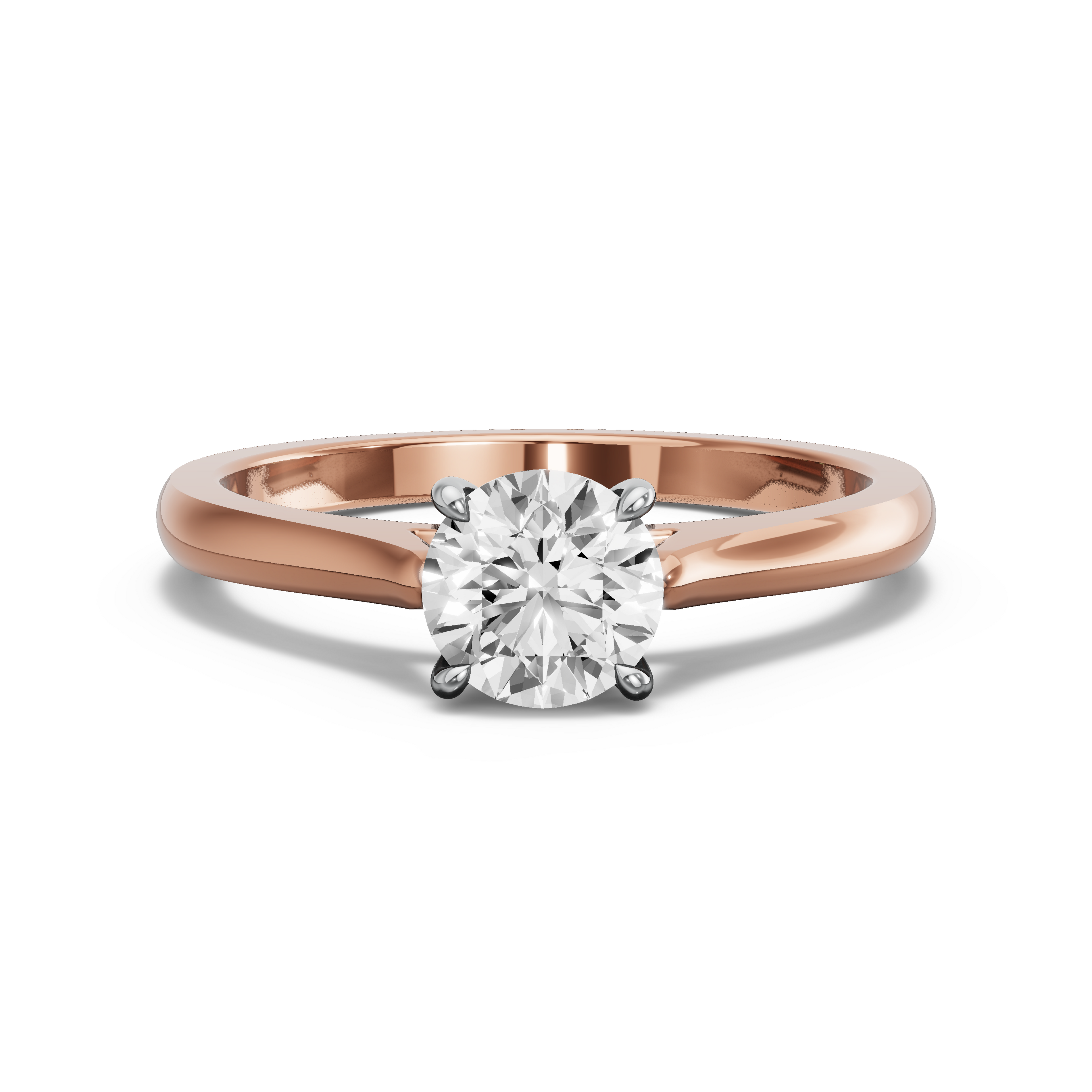 Image for Round Four Prong Ring with Knife Edge Cathedral band
