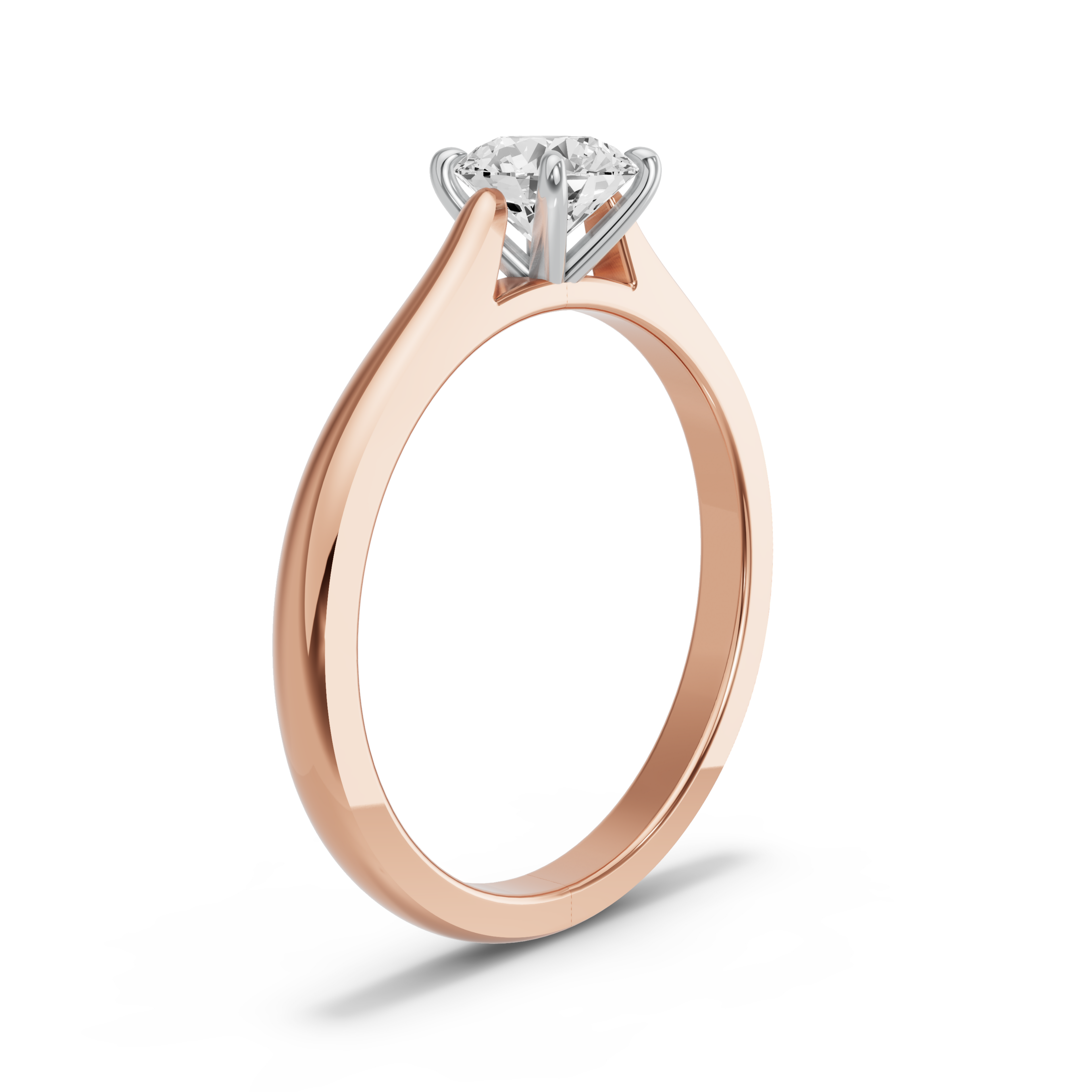 Image for Round Four Prong Ring with Knife Edge Cathedral band