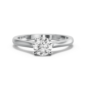 Image for Round Four Prong Ring with Knife Edge Cathedral band