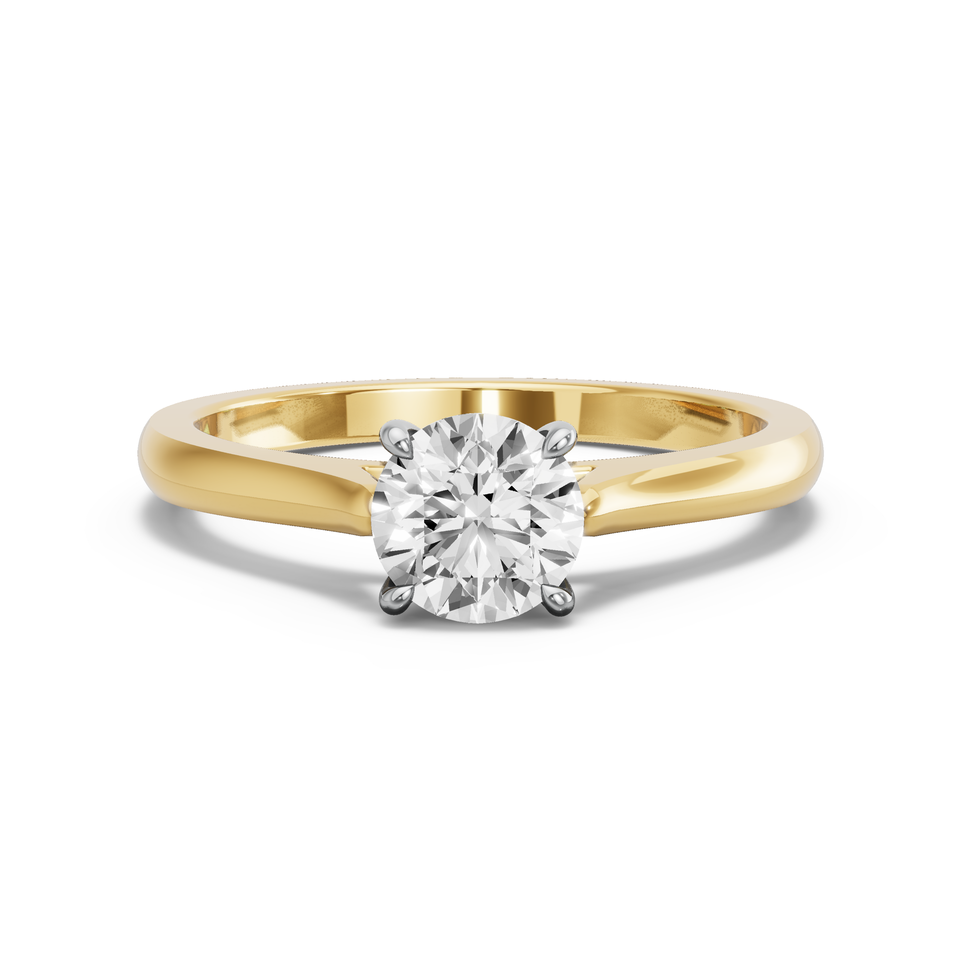 Image for Round Four Prong Ring with Knife Edge Cathedral band