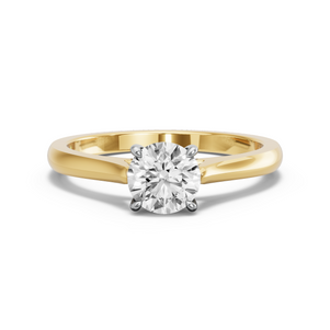 Image for Round Four Prong Ring with Knife Edge Cathedral band