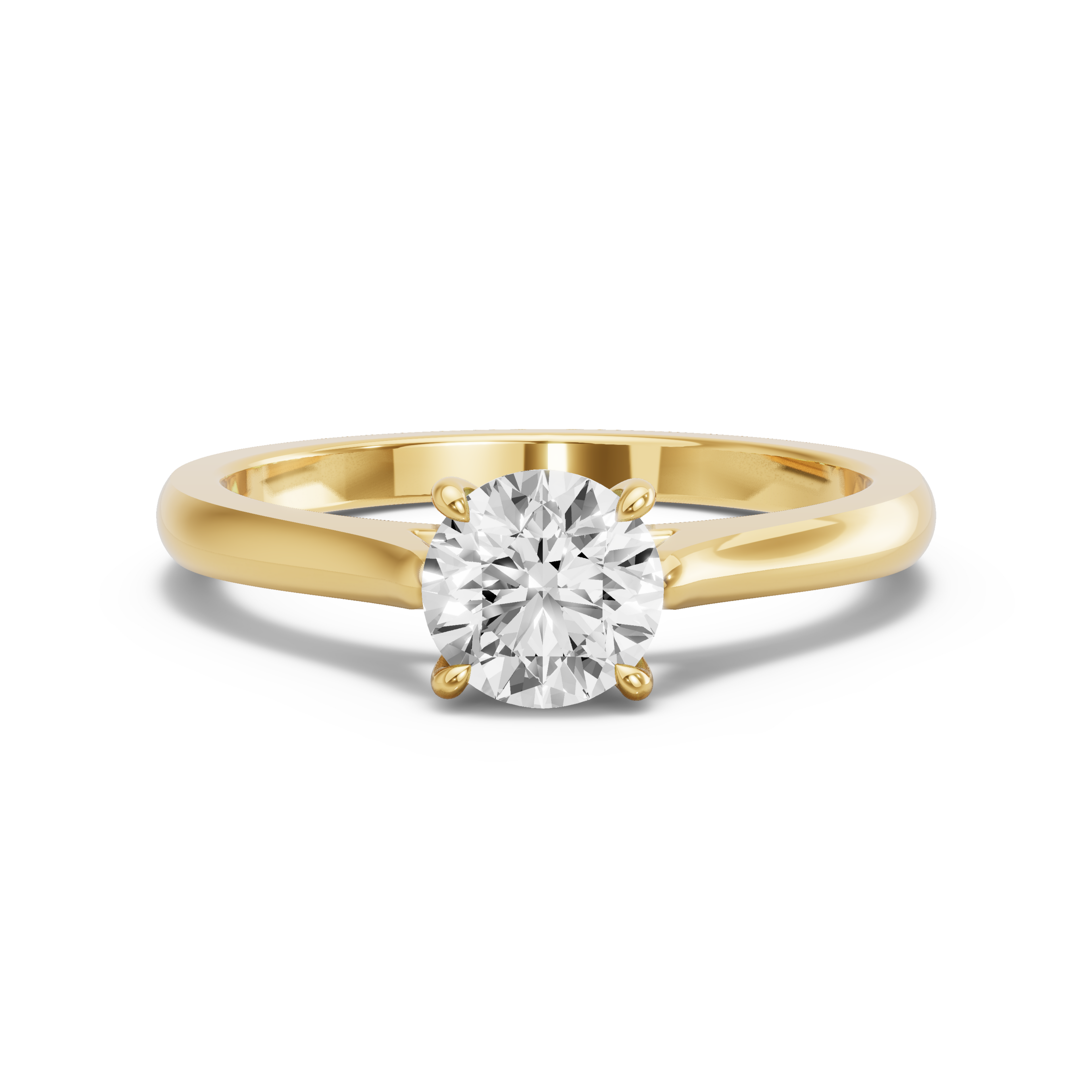 Image for Round Four Prong Ring with Knife Edge Cathedral band