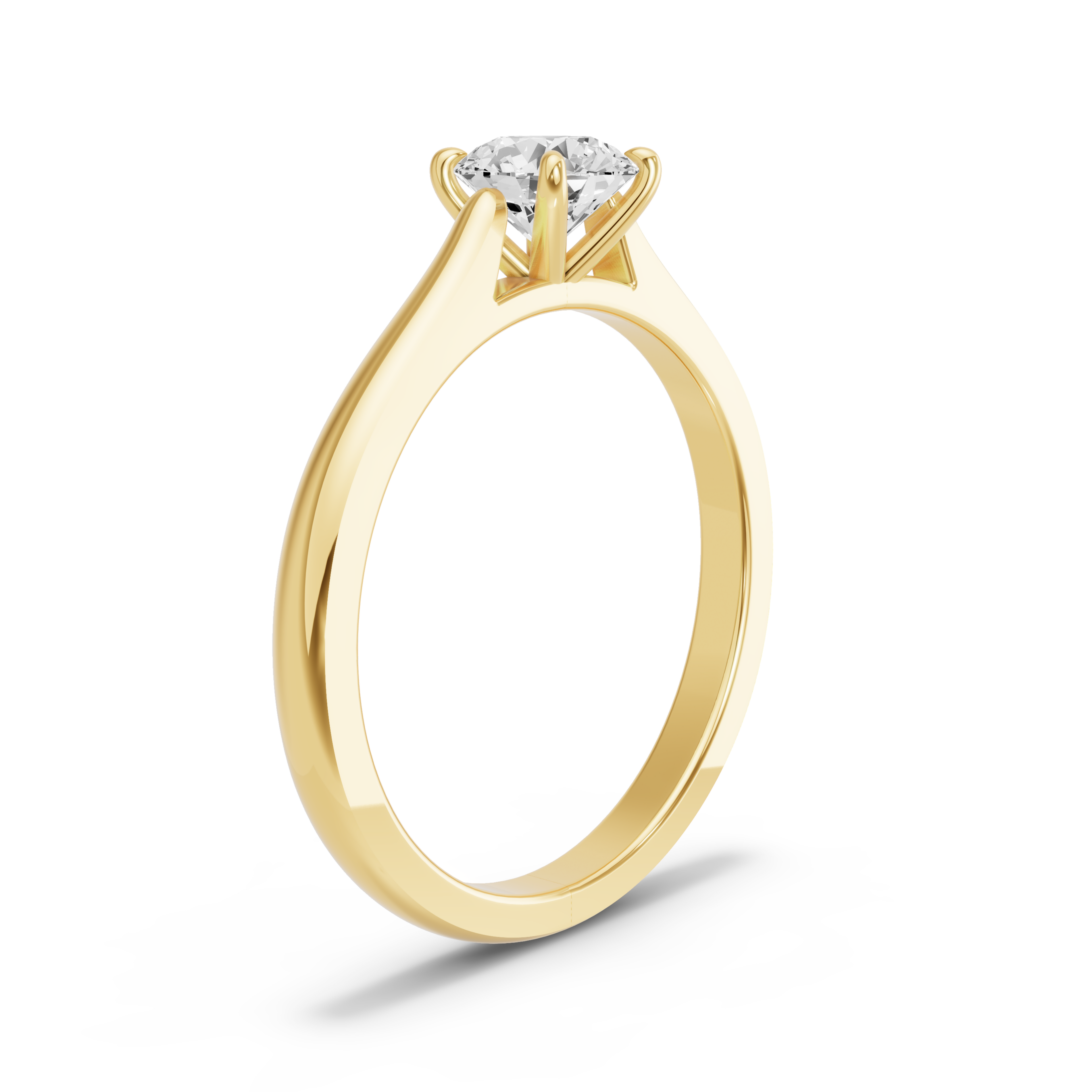 Image for Round Four Prong Ring with Knife Edge Cathedral band