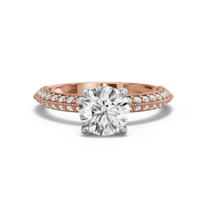 Image for Round Four Prong Ring with Knife Edge Pave band