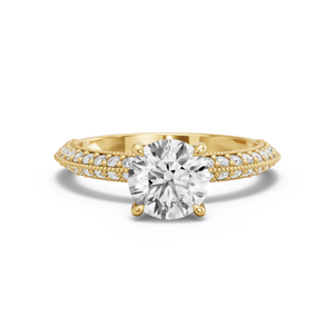 Image for Round Four Prong Ring with Knife Edge Pave band