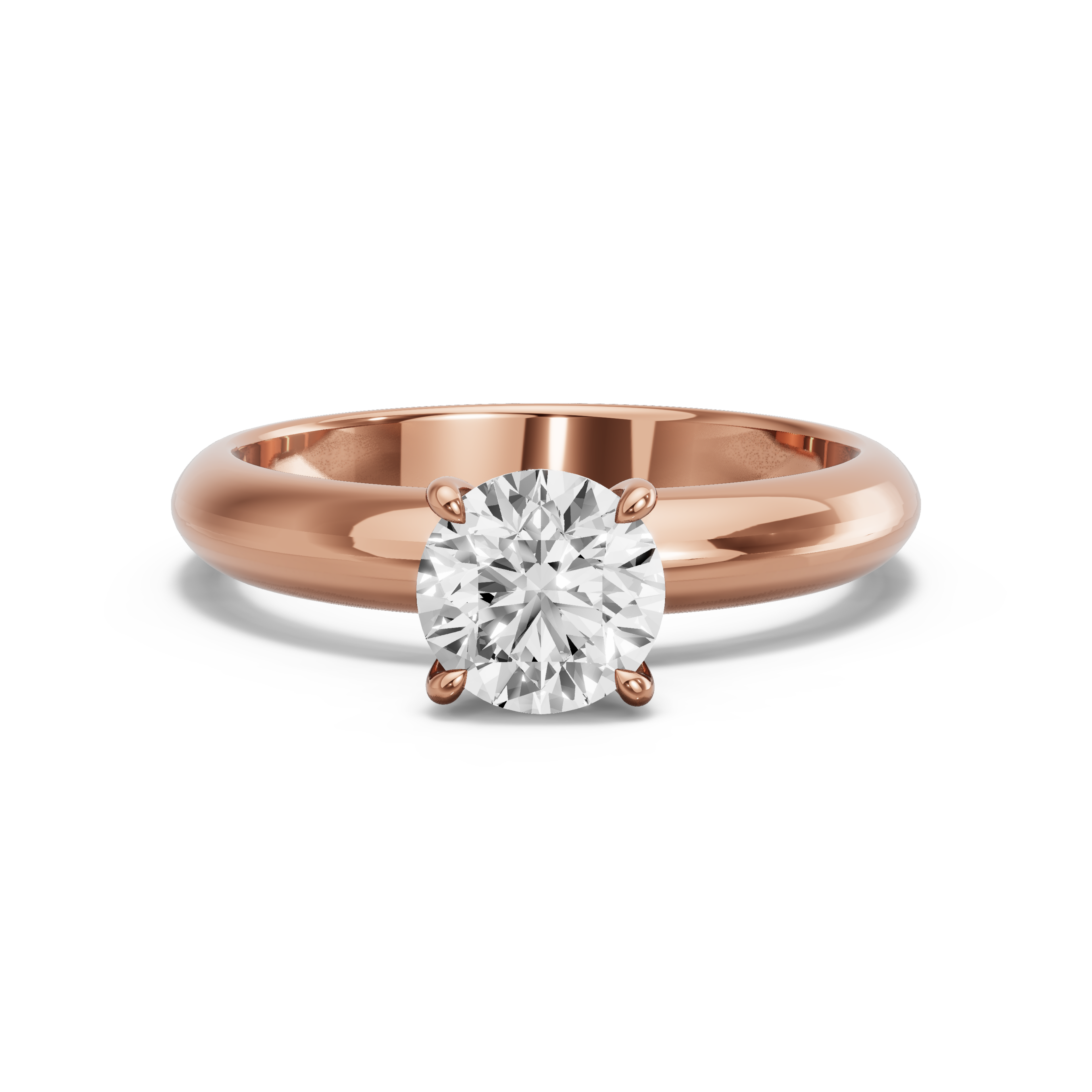 Image for Round Four Prong Ring with Knife Edge Solitaire band in 14K Rose Gold