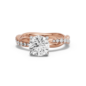 Image for Round Four Prong Ring with Rope Pave band