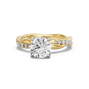 Image for Round Four Prong Ring with Rope Pave band