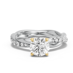Image for Round Four Prong Ring with Rope Pave band