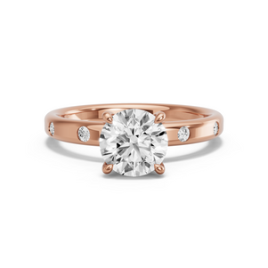 Image for Round Four Prong Ring with Sleek Accent band