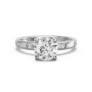Image for Round Four Prong Ring with Sleek Accent band