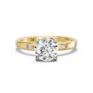 Image for Round Four Prong Ring with Sleek Accent band